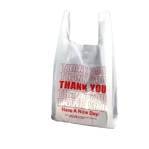 T shirt Bag Custom Plastic Grocery Bags Clothing Packaging Carrier Bag Shopping Merchandise Bag With Portable Handle