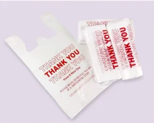 T shirt Bag Thank You Plastic Bag HDPE 1 6 Size Grocery Carrier Bag High Opacity White Shopping Bag for Retail Supply