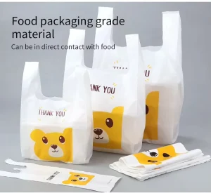 Take Out Disposable Plastic Bag HDPE Food Shopping Plastic Customized Thank You Printing PE Carton Packing