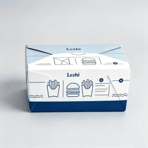 Takeout Burger and Fries Food Box With Handle Eco Friendly Printed Kraft Paper for Fast Food Delivery Packaging