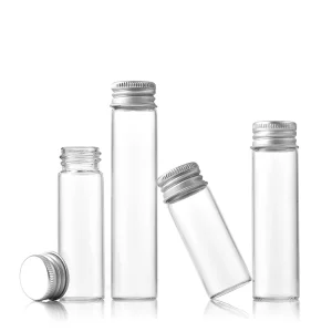 Tall Straight Clear Borosilicate Glass Jar 10ml Flat Bottom Transparent Mini Glass Container for Cosmetic Sample Powder Spice