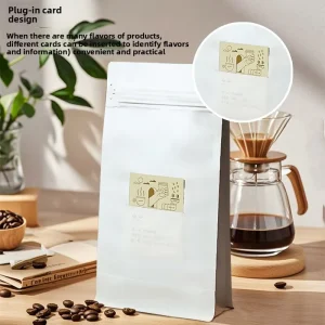 Tea Kraft Paper Packaging Bag with Card Insert, Simple Style, Coffee Bean Powder, Moisture Proof, Easy to Tear, UV Printed Food Bag