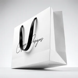 Textured White Paper Bag Custom Luxury Clothing Gift Bag Retail Shopping Tote Packaging Bulk