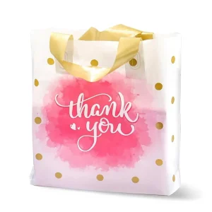 Thank You Merchandise Bags Extra Thick Loop Handle 50pcs 12x15In Bulk Polka Dot Thank You Shopping Bags Small Bags