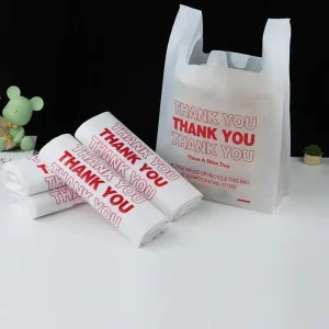 Thank You Plastic T shirt Shopping Bags Disposable Vest Carry Out Bags Grocery Takeaway Plastic Hand Bags with Logo Printing