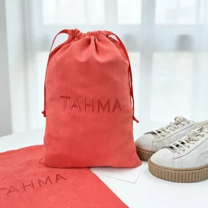 Thick Clothing Gift Packing Large Red Soft Embroidery Logo Velvet Dust Pouch Drawstring Suede Bag for Shoes