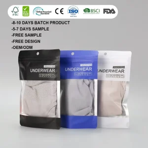 Thickened Clear Plastic Zip Lock Bag With Hang Hole for Underwear Clothing Daily Necessities Packaging Custom Logo
