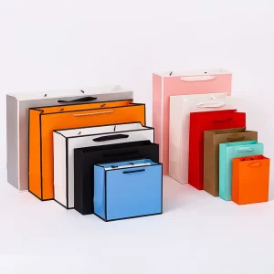 Thickened Laminated Orange Paper Shopping Bag Cotton Rope Handle Waterproof Reinforced Base Luxury Retail Promotion