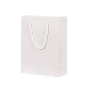 Thickened White Paperboard Shopping Bag with Hand Length Handles and Recycled Printed Logo