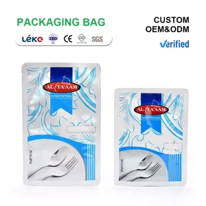 Three Side Seal Moisture Proof Plastic Bag with Gravure Printed Custom Pouch for Ready to Eat Meals and Snacks Food Packaging