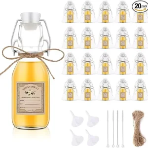 Tinted Glass Bottles for Homemade Vanilla Extract and Food Storage Jars Swing Top Lids Pack of 20/40
