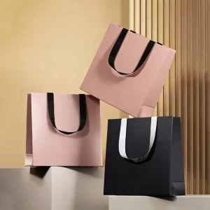TongKun Eco Friendly Recyclable Art Paper Gift Bags with Ribbon Handle Custom Color & Design for Shoes & Clothing