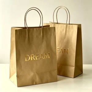 Top Quality Custom Logo Printed Kraft Paper Shopping Bag with Die Cut Handle
