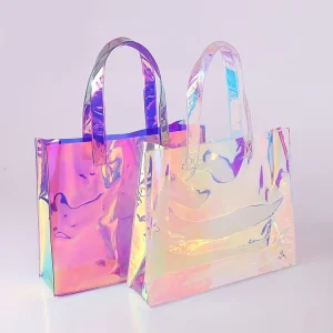 Tote Bag with Custom Printing Handled Plastic Shopping Bag Holographic Gift Bag