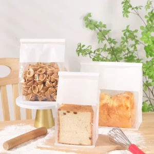 Translucent Reclosable Plastic Packaging Bag Moisture With Window Bakery Clear Cookie Candy Bread Small Paper Bags