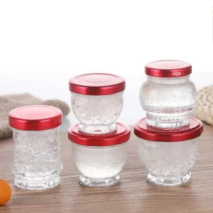 Transparent Empty 50ml 100ml 150ml Glass Caviar Honey Jar Bird’s Nest Storage Bottles With Metal Lid
