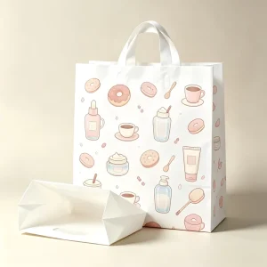 Transparent Food Grade PE Shopping Bag With Handle Handheld Food Packaging Special