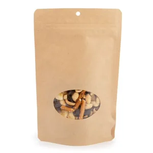 Transparent Front Brown Kraft Paper Plastic Transparent Packaging Bags Stand up Pouch Ziplock Bag