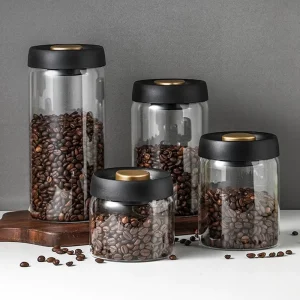 Transparent Glass Storage Jar Vacuum sealed Lid Food Safe Preservation Container for Home Kitchen Coffee Bean Storage