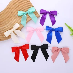 Transparent Gold Silver Checkered Ribbon Bow Eco Friendly Holiday Christmas Decoration for Retail DIY Stores Pre tied Large