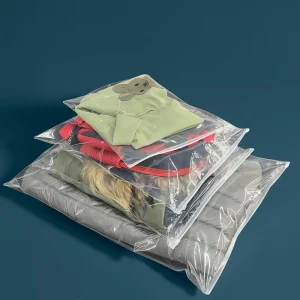 Transparent Heat Resistant CPE Resealable Zipper Plastic Bags for Packaging Cotton Quilt and Windbreaker