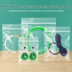 Transparent PP Plastic Flat Pouches with Small Zipper Moisture Proof Jewelry Storage Bags for Rings Earrings Necklaces Gemstones