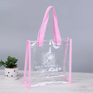 Transparent PVC Clear Shopping Bag Cosmetic Clothes Makeup Packing Waterproof Bag Shoulder Tote Pvc Shopping Bags