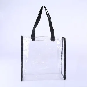 Transparent Two Handles PVC Shopping Tote Bag Customizable Size
