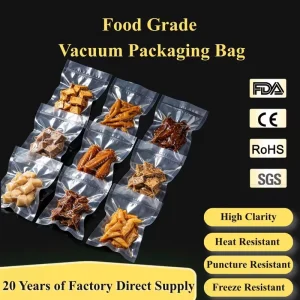 Transparent Vacuum Packaging Bags Puncture Resistant Easy Tear for Bone in Meat Shellfish Food Packaging Plastic Bag