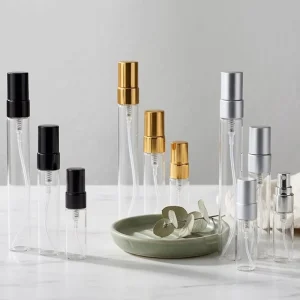 Travel Size Perfume Bottles 2ml 3ml 5ml 10ml Mini Small Sample Tube Vials Glass Perfume Spray Bottle with Plastic Sprayer