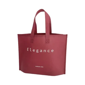 Trendy Multi function Burgundy Non Woven Bag Luxury Boutique Shopping Bag with Logo Printed Reusable Elegant Gift Tote