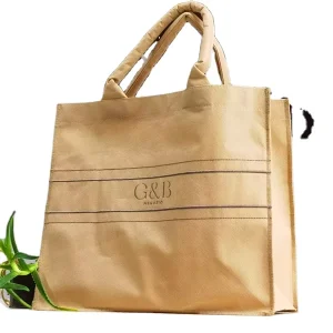 Two Handles Open Closure Cotton Women’s Tote Handbag Shopping Bag