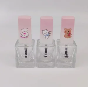 UV Gradient Glass Body Square Cap Nylon Brush Head Plastic Handle Customized Logo Color Screw Cap for Nail Polish Oil Screen