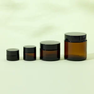 UV Protection Amber Borosilicate Glass Cosmetic Jars with Decal and Screw Cap for Eye Cream 10g 20g 30g