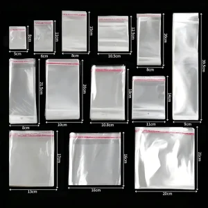 Ultra Crystal Clear Self Adhesive OPP Bags Resealable Transparent Plastic Packing Bags for Clothing Jewelry Gift Packaging