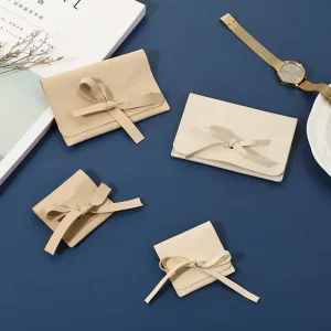 Ultra Fiber Velvet Flocking Printed Jewelry Storage Bow Tie Flap Cloth Bow Microfiber Dust Bags
