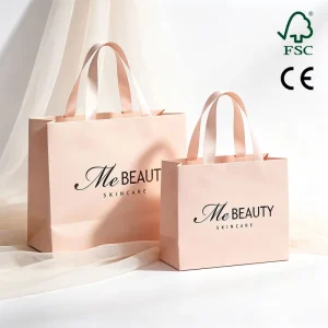 Unique Custom Design Pink Thickened Paperboard Shopping Bag Luxury Handicrafts Designer Products Packaging with Ribbon Handle