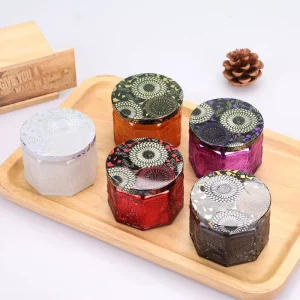 Unique Luxury Glass Candle Container Clear Glass Candle Jar with Lid