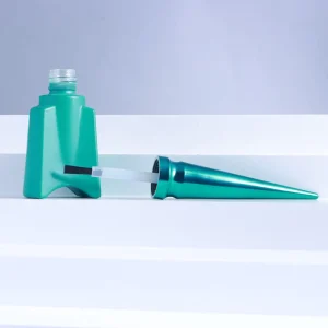 Unique OEM 10ml 12ml Custom Logo Green Empty Glass Bottle Nail Polish Cuticle Oil Bottles Container With Electroplating Lid