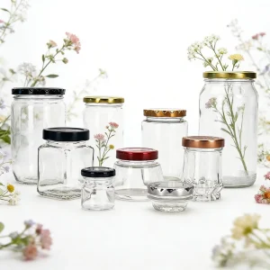 VISTA Clear Glass Honey Jars with Metal Lid Food Grade Screen Printing for Honey Jam Chocolate Storage