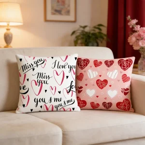 Valentines Day Heart Shaped Plush Ultra Soft Printed Sofa Cushion Cover with Modern Minimalist Style Filling Not Included