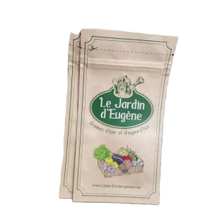 Vegetable Fruits Seeds Packaging Mylar Bags Brown Kraft Paper Matt BOPP Three Side Sealed Heat Seal Moisture Proof Zipper Top