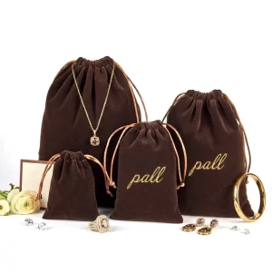 Velvet Drawstring Dust Pouch Custom Logo Embroidery Luxury Gift Bag Cosmetic Packaging Velvet Storage Drawstring Bag