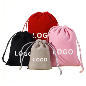 Velvet Drawstring Pouch Custom Drawstring Bag for Jewelry Eco Friendly Dust Bag Storage Pouch with Logo