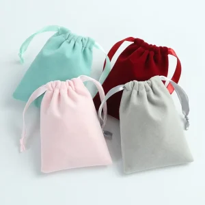 Velvet Jewelry Packing Pouch Drawstring Jewel Gift Bag Custom Logo Jewel Pouch Bag Wedding Favor Dust Bag
