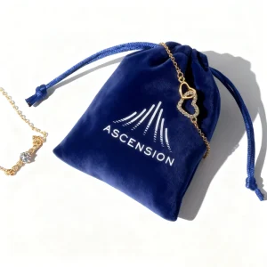 Velvet Jewelry Pouch Custom Logo Blue Drawstring Bag Wedding Favors Elegant Ring Small Boutique