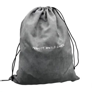 Velvet Suede Packaging Bag Drawstring Dust Pouch With Silver Logo Custom