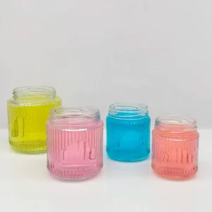 Vertical Striped Clear Glass Jar, Small Storage Bottle for Honey, Jam, Yogurt, Dessert, Home Packaging & Wedding Favor