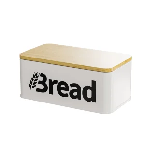 Vintage Kitchen Decor Bread Storage Container Modern Metal Bread Box with Bamboo Cutting Board Lid