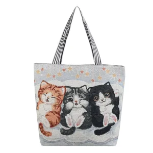 Vintage Tapestry Tote Bag Women Large Capacity Animal Floral Pattern Woven Shoulder Shopping Handbag